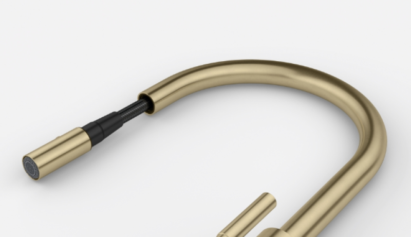 Franke Mythos Masterpiece kuhinjska pipa zlata z J-izlivom in izvlečno pršno glavo - 115.0711.558