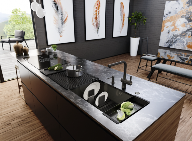 Franke Mythos Masterpiece BXM 210.68 Velika Gun Metal pomivalno korito PVD Antracit 685x410mm Ravna vgradnja in Podgradnja - 127.0676.885