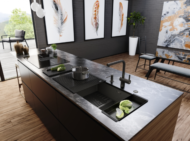 Franke Mythos Masterpiece BXM 210.68 Velika Gun Metal pomivalno korito PVD Antracit 685x410mm Ravna vgradnja in Podgradnja - 127.0676.885