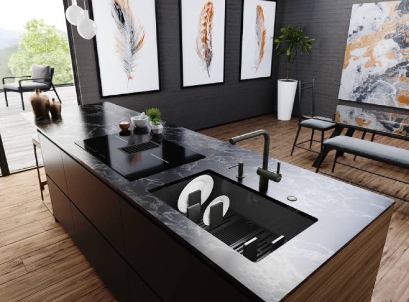 Franke Mythos Masterpiece BXM 210.68 Velika Gun Metal pomivalno korito PVD Antracit 685x410mm Ravna vgradnja in Podgradnja - 127.0676.885