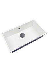 GraniteMy Universal Velika Bela Granitna Pomivalno Korito 74x40 cm z gunmetal čepom - 1208967895