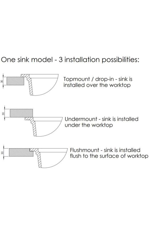 GraniteMy Universal Velika Bela Granitna Pomivalno Korito 74x40 cm z gunmetal čepom - 1208967895