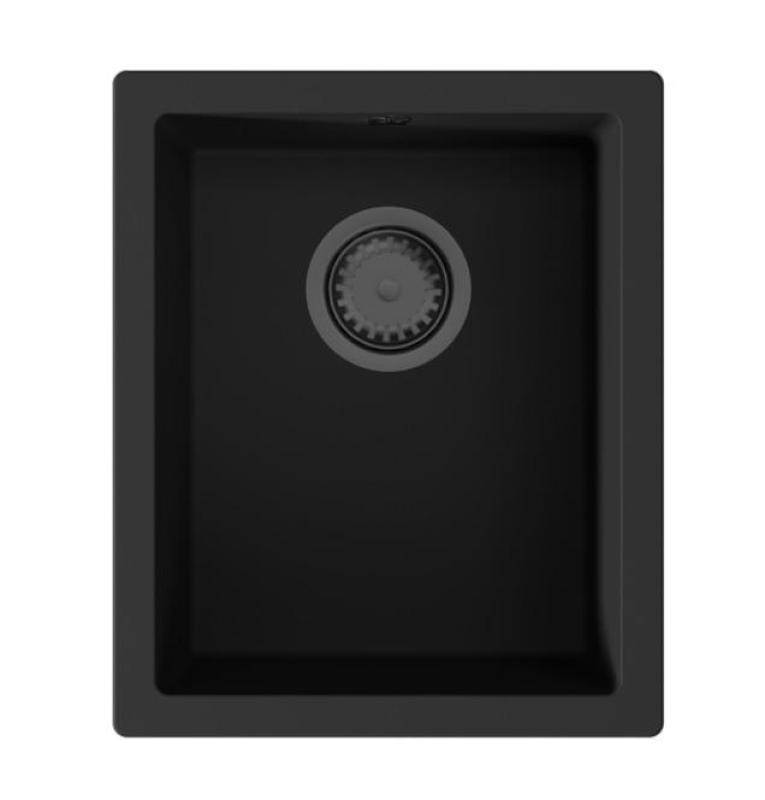 GraniteMy Universal Črno Granitno Korito 34x40 cm črna nadgradna, podgradna in poravnana vgradnja z gun metal čepom 1208967901