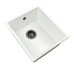 GraniteMy Universal Bela Granitna Pomivalno Korito 34x40 cm bela z zgornjo montažo, spodnjo montažo in vgradnjo v ravnino z gunmetal čepom 1208967904.