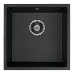 GraniteMy Universal Črno Granitno Pomivalno Korito 40x40 cm črna nadgradna, podgradna in vgradna z Gun metal čepom 1208967906
