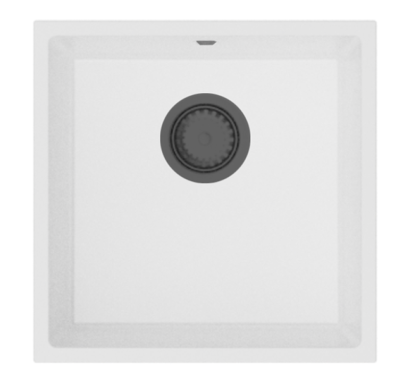 GraniteMy Universal Bela Granitna Pomivalno Korito 40x40 cm bela nadgradna, podgradna in vgradna z Gunmetal čepom 1208967908