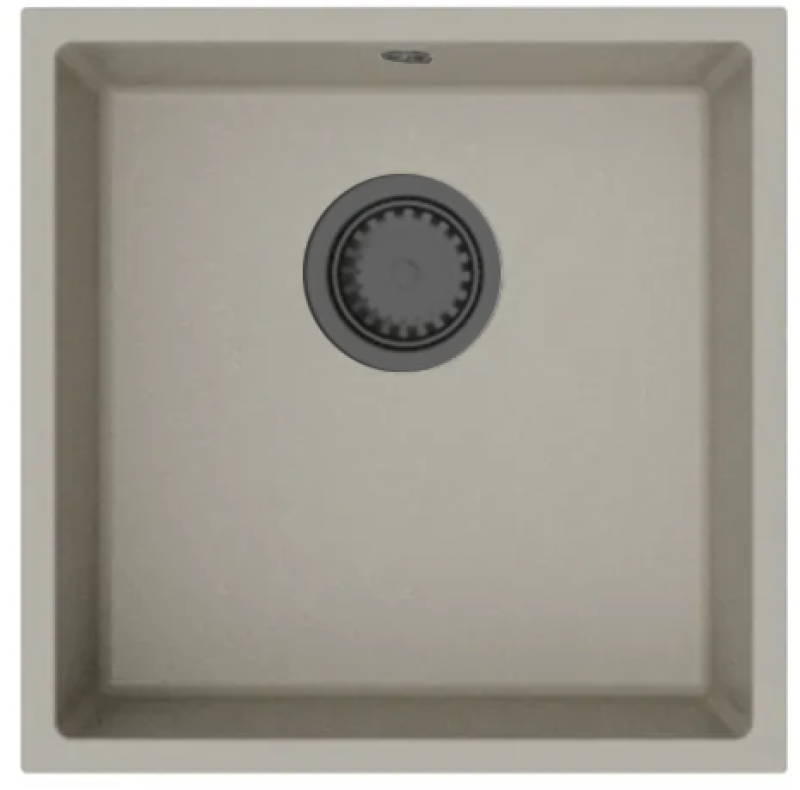 GraniteMy Universal Taupe Granitno Pomivalno Korito 40x40 cm nadpultno, podpultno in poravnano z gun metal čepom - 1208967913