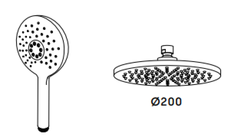 Waterevolution Flow tri-pot mešalna pipa za tuš z glavno prho in krožno ročno prho, krom T131NR01