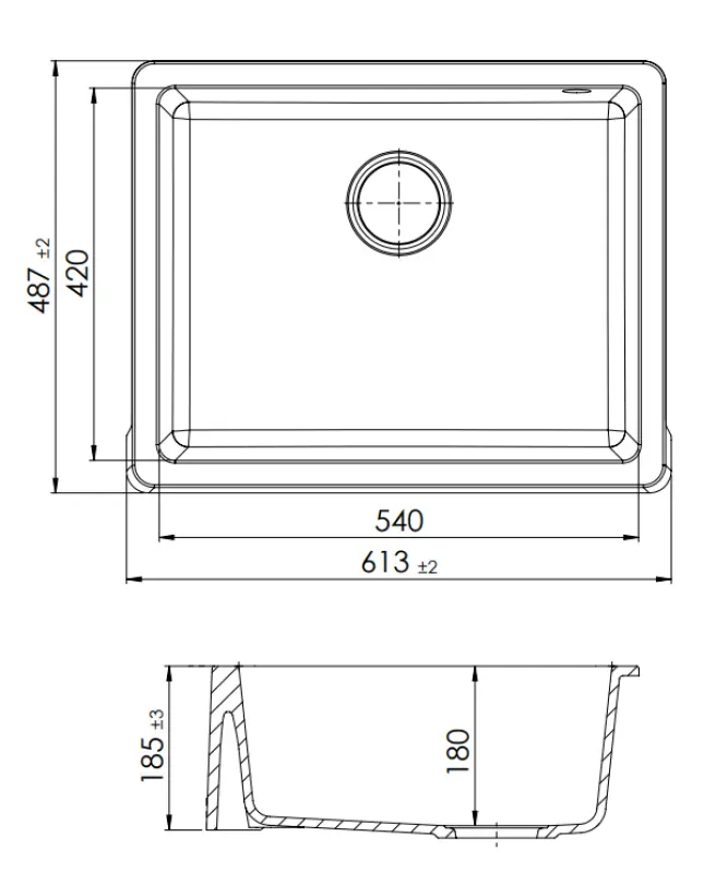 GraniteMy Tradition Podeželsko Pomivalno Korito Granitno Pomivalno Korito 60x48 cm Črna Podvgradna in Ravna vgradnja z Gun metal Čepom 1208967939