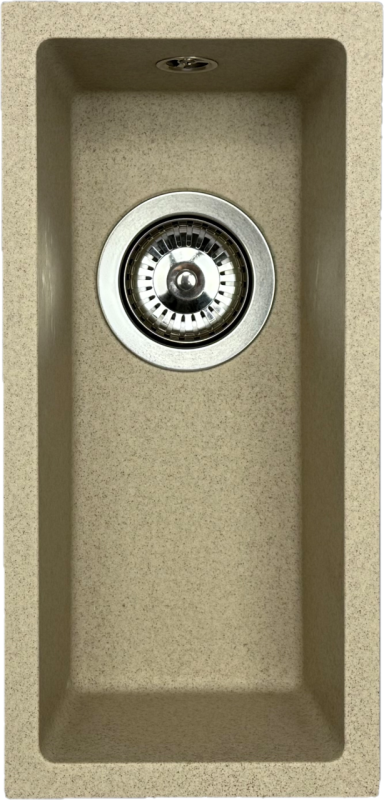 GraniteMy Universal granitna bež peščena majhna pomivalna korito 17x40 cm za nadgradnjo, vgradnjo pod pult in poravnavo z delovno površino z inox čepom 1208968002.