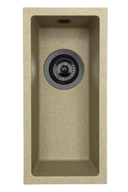 GraniteMy Universal granitna bež peščena majhna pomivalna korita 17x40 cm vgradna, podvgradna in poravnana z gunmetal čepom 1208968006.