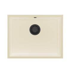 GraniteMy Universele granieten beige zand spoelbak 55x40 cm opbouw onderbouw en vlakinbouw met gun metal plug 1208968016