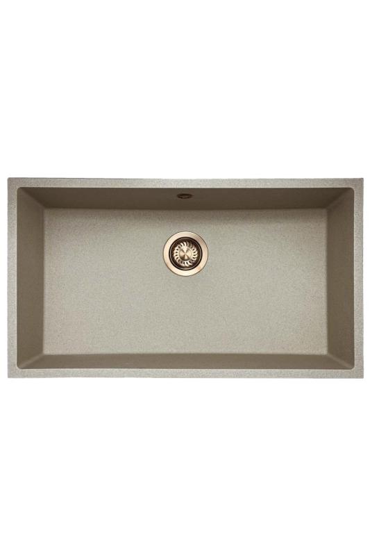 GraniteMy Universal granitna bež peska pomivalno korito 74x40 cm za vgradnjo pod pultom in vgradnjo v pult z bakrenim čepom 1208968019