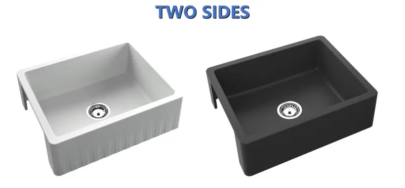 GraniteMy Tradition Podeželsko Pomivalno Korito - Dvostransko Granitno Pomivalno Korito 60x48 cm Belo podgradno z Belo zamaško 1208968025