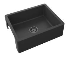 Granitna korito GraniteMy Tradition - Dvostranska granitna pomivalno korito 60x48 cm Črna podgradna z gunmetal čepom 1208968032