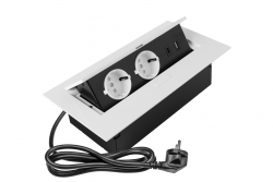 Pohištvena vtičnica 2x vtičnica z ozemljitvijo, USB A+C, napajalni kabel z vtičem, bela