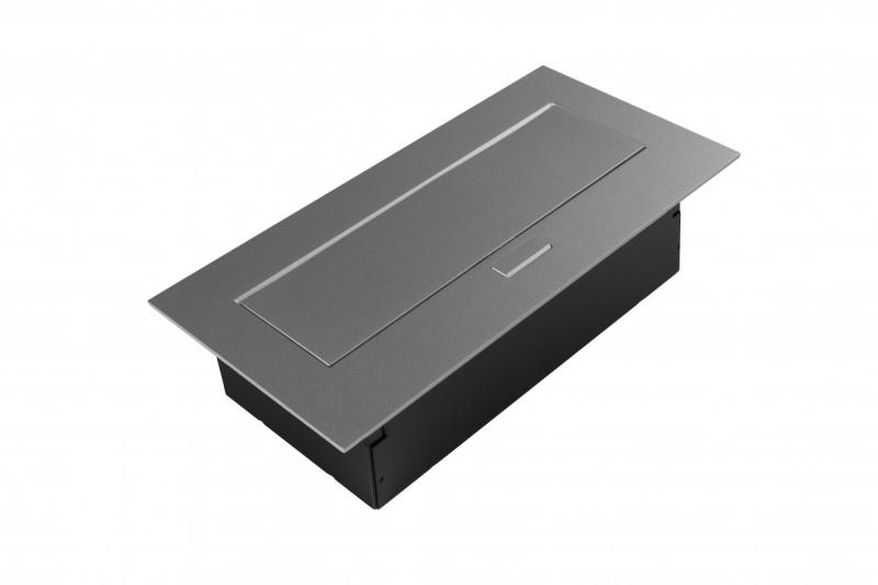 Pohištvena vtičnica 2x vtičnica z ozemljitvijo, USB A+C, napajalni kabel z vtičem, alu