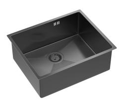 Aquadesign Zara Pomivalno korito Gun metal 54x44cm Podvgradnja, Raven vgradnja in Nadgradnja z Gun metal Čep - 1208969511