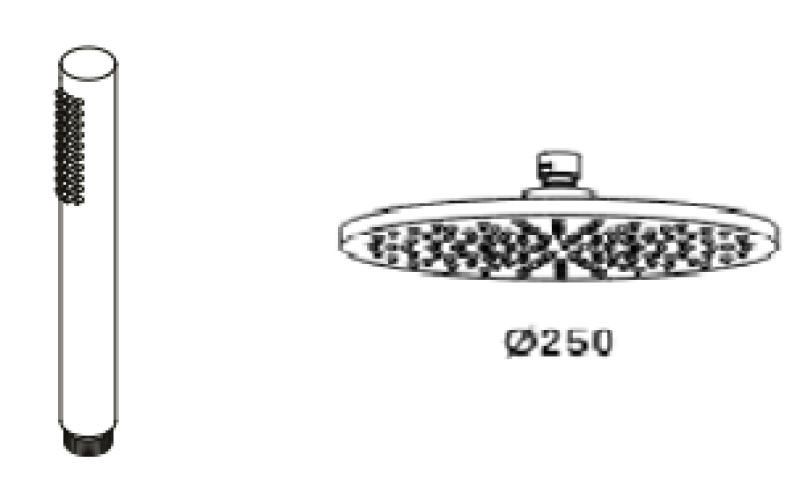 Waterevolution Flow termostatska tro-potna pršna armatura z ročno in glavno prho krom 250 mm T131TN2501