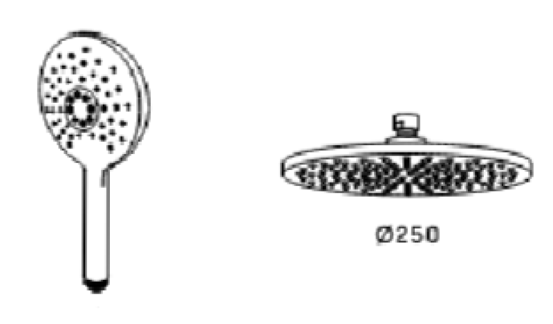 Waterevolution Flow termostatska trosmerna prhaška armatura s 250 mm glavno prho in okroglo ročno prho črna T131TNR25PR