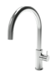 Waterevolution Flow kuhinjska armatura met okroglo vrtljivo izlivno cevjo gun metal T158UGME