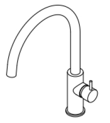 Waterevolution Flow kuhinjska armatura met okroglo vrtljivo izlivno cevjo gun metal T158UGME