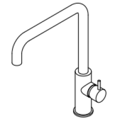 Waterevolution Flow kuhinjska armatura s kotnim vrtljivim izlivom črna T158HPR.