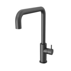 Waterevolution Flow kuhinjska armatura met kotnim vrtljivim izlivom gun metal T158HGME.
