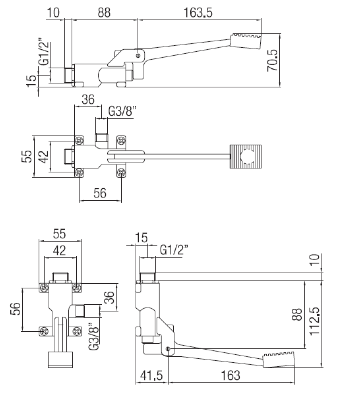 PB Pedal Line Stopalka kromirana za talno ali stensko montažo 1208969729