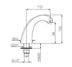 PB Pedal Line pipa izliv krom za na kuhinjski pult ali umivalni pult 1208969732