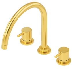 Waterevolution Flow 3-luknjasta kuhinjska armatura z vrtljivim izlivom in priključkom za filtrirano vodo, svetlo zlata T152UWGE.