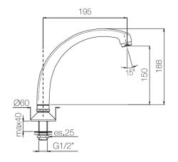 PB Pedal Line pipa izliv krom za na pult ali umivalniško polico 1208969770