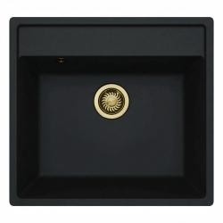GraniteMy Bremen Granitno Pomivalno Korito 53x50 cm Črno - Nadgradnja, Podgradnja in Vgradnja z Luknjo za Pipo in Zlatim Čepom 1208969969
