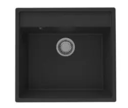 GraniteMy Bremen Granitno Pomivalno Korito 53x50 cm Črno - Nadgradnja, Podgradnja in Vgradnja z Bančnim Pipo in Gun Metal Zamaškom 1208969971