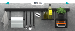 Epka Luxion Set Kuhinjske Tirnice 100 cm z Dodatki Kovinska z Nevidno Pritrditvijo Črna 1208969983
