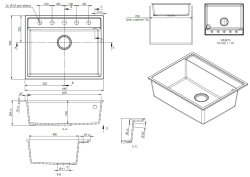 GraniteMy Bremen Granitno Pomivalno Korito 64x52 cm Črno – Nadgradna, Podgradna in Vgrajena z Bančnim Odtokom in Inox Čepom 1208969992