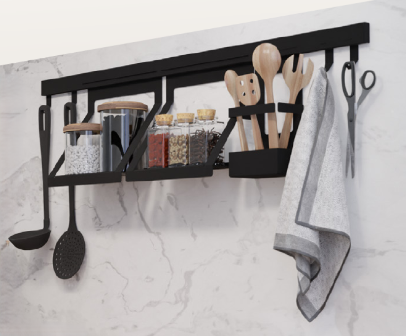 Epka Luxion Set Kuhinjski nosilci 80 cm z dodatki Kovinski s slepo pritrdilno Črna 1208969996