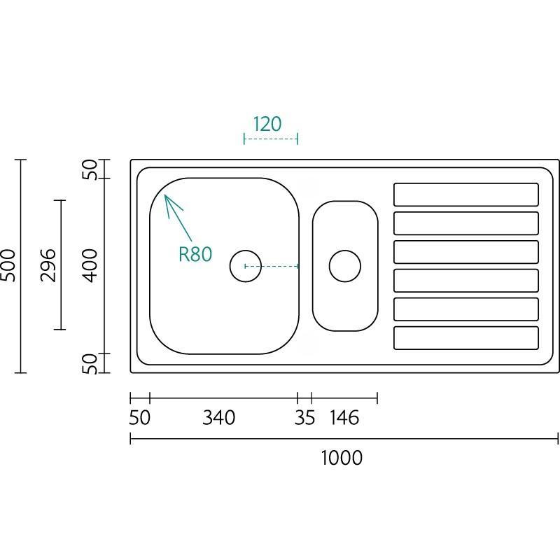 Banka Centurio 100-15 RVS 1,5 Pomivalno korito z odcejalnikom 100 x 50cm 1208970035