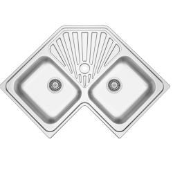 Banka Montreal RVS Kotni Pomivalno Korito Nadgradna 83 x 83 cm z Odkapnim Delom 1208970036