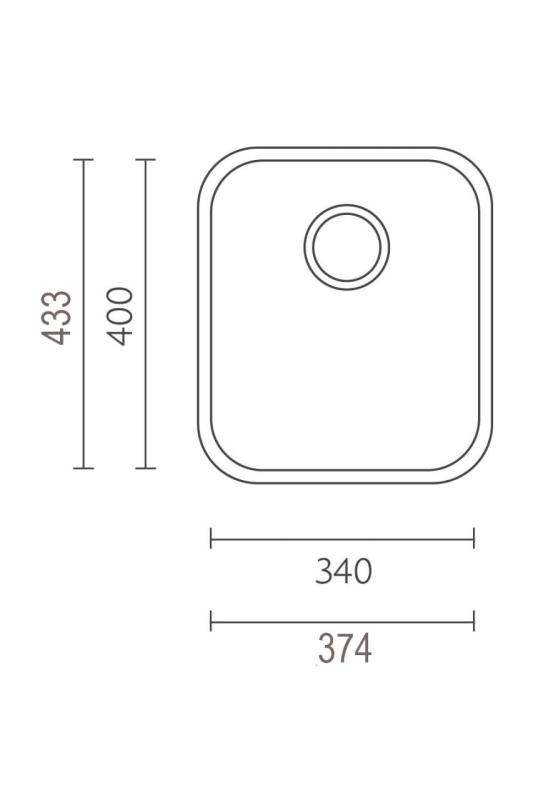 Banka IB3440 RVS Pomivalno korito 34 x 40 cm Nadgradnja in Ravna vgradnja 1208970047