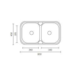 Halifax Banka RVS dvojno vgradno korito 80x45 cm 1208970060