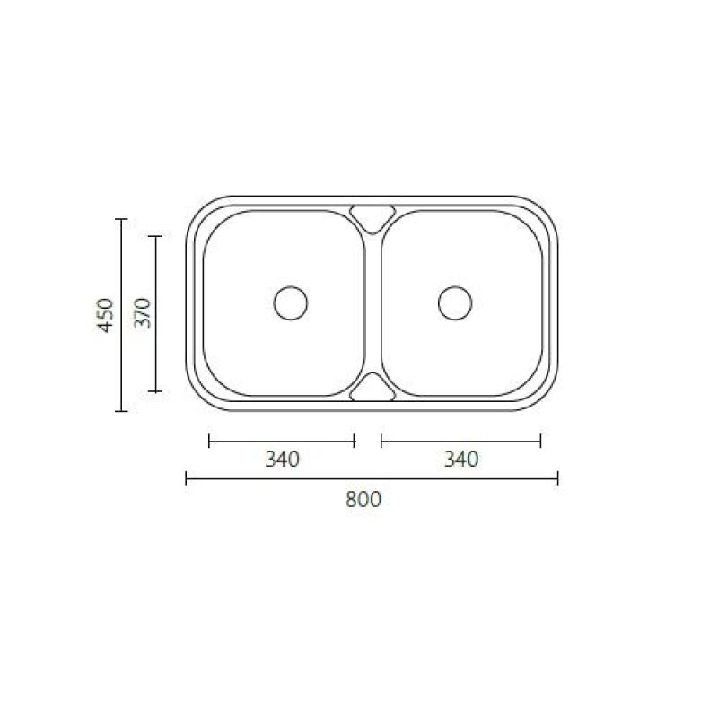 Halifax Banka RVS dvojno vgradno korito 80x45 cm 1208970060