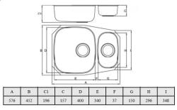 Banka Alaska RVS 1.5 Podgradni pomivalnik 524 x 400 mm 1208970064