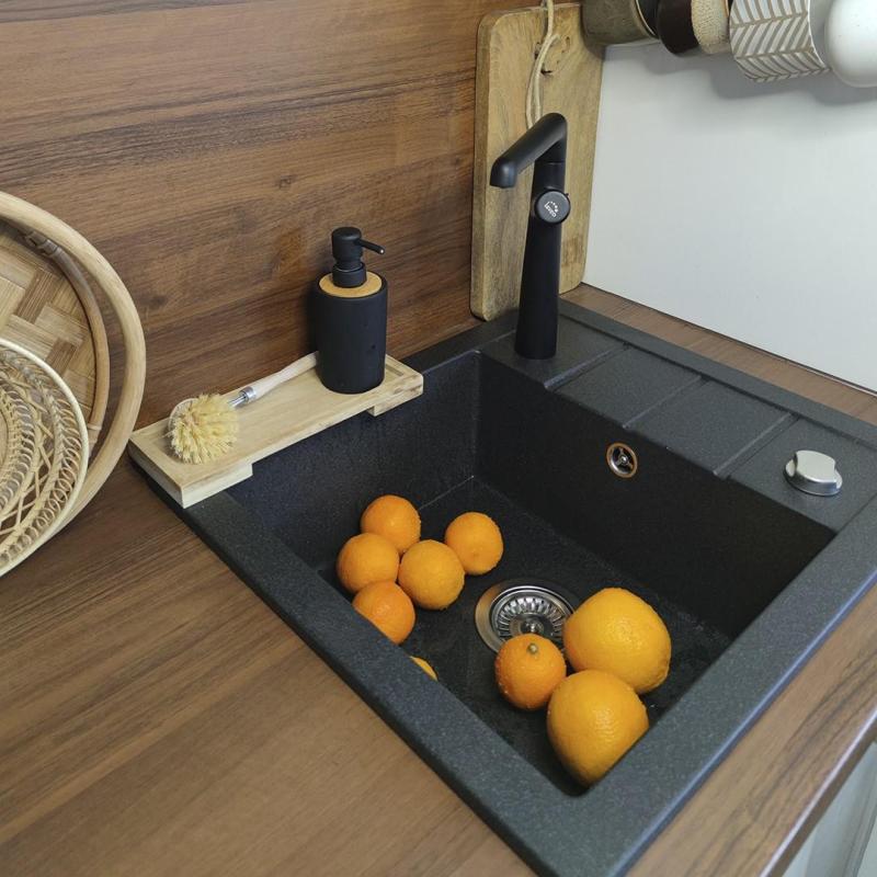 Aquadesign Somerset Granitni Nadgradni Pomivalno Korito Antracit z majhnim Odcejalnim Delom 570 x 495 mm 1208970084