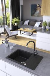 Aquadesign Kensley Granitno Nadgradno Pomivalno Korito Antracit z majhnim Odkapnim Delom 65 x 44 cm 1208970085