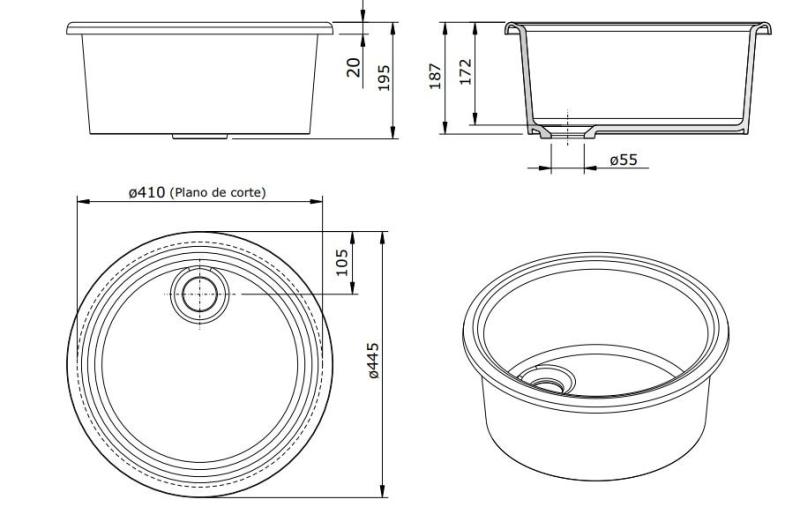 Ausmann Ceramic Brook keramični beli okrogli nadpultni umivalnik 1208970092