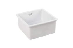 Ausmann Ceramic Ember Keramični beli kvadratni umivalnik za nadgradnjo in podgradnjo 40 x 40 cm z RVS čepom 1208970094
