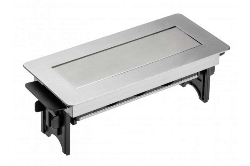 Podaljšek za pisarno brez kasete, trojna vtičnica z ozemljitvijo, 1,5 m napajalni kabel z vtičem, nerjaveče jeklo.