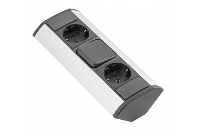 MINI kotni podaljšek s stikalom in 2 vtičnicama Schuko 230 V 16 A
