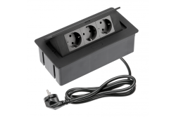 Mebelna vtičnica SOFT 3x Schuko vtičnica, električni kabel s priključkom, črna.